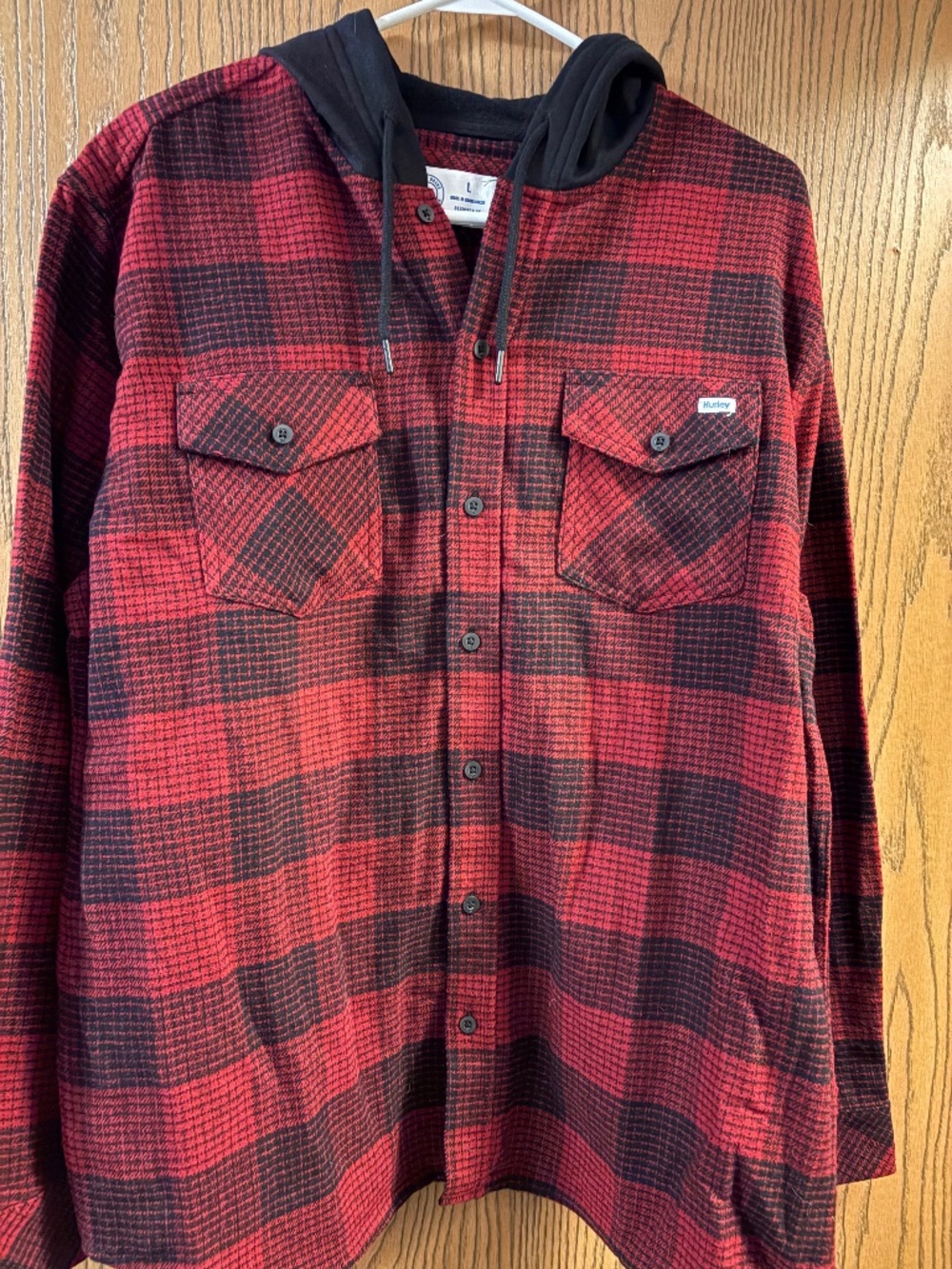 Men button up flannel hoodie